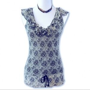 Max Studio Silk Lined Floral Tunic Gray Small